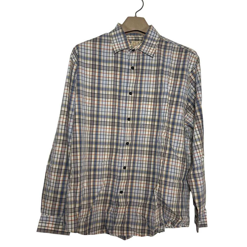 Jos. A. Bank Plaid Button Up Traditional Fit Shirt Long Sleeve Size LARGE